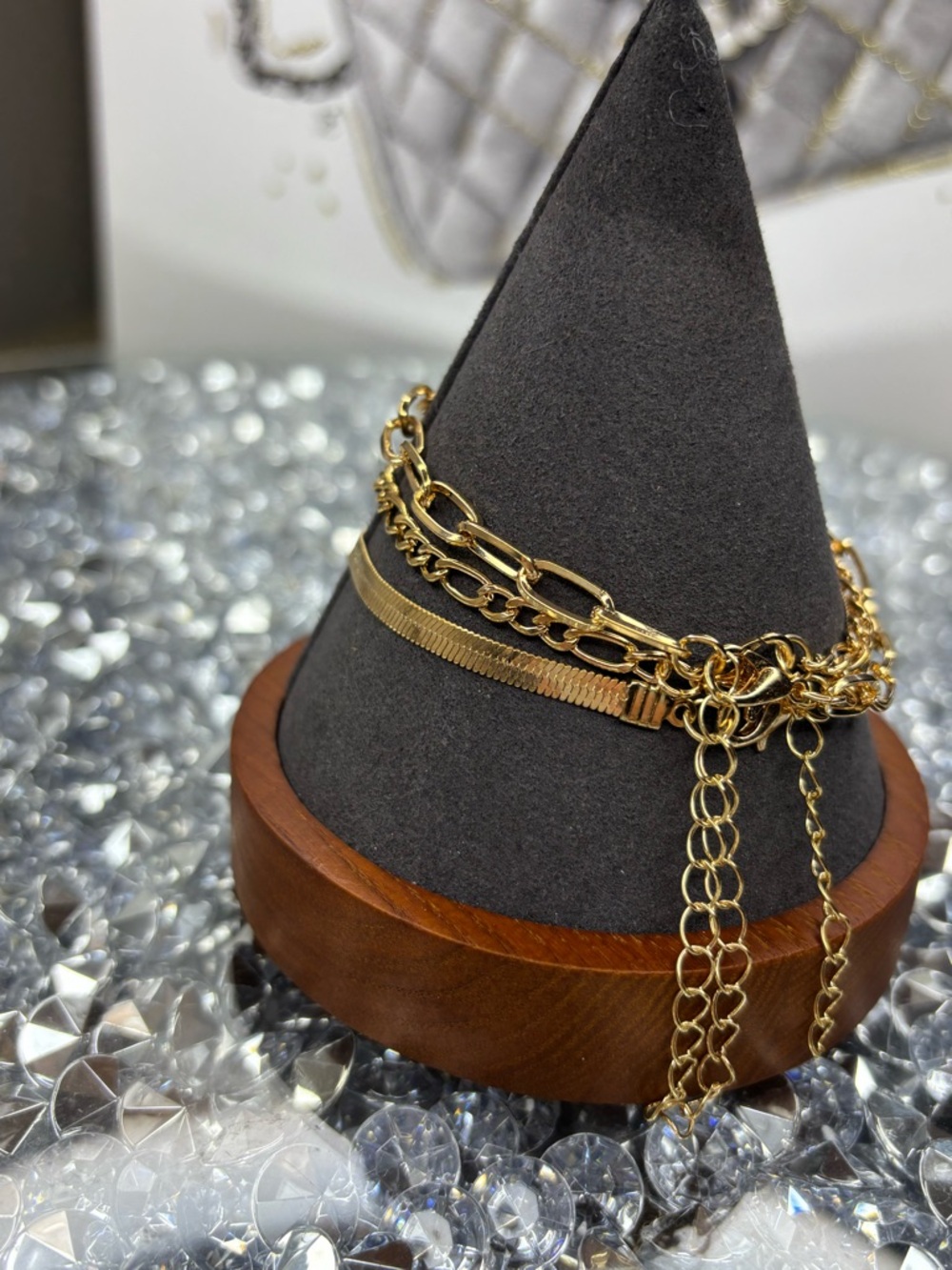 Gold tone Chain stackable Bracelet Set - Picture 6 of 7